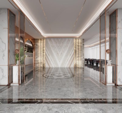 现代酒店大堂3D模型下载